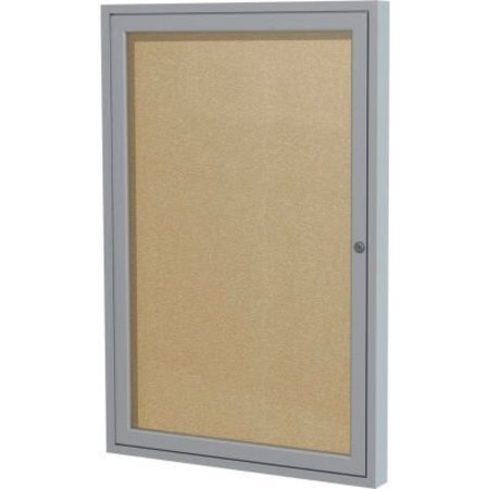 GHENT Ghent Enclosed Bulletin Board, Outdoor, 1 Door, 36"W x 36"H, Caramel Vinyl/Silver Frame PA13636VX-181